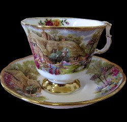 Royal Albert Old Country Roses Rare 25th Anniversary of OCR coffee cup & saucer 